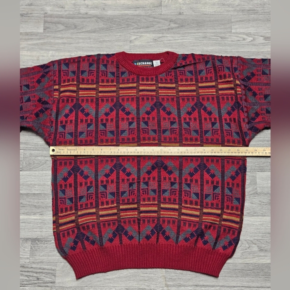 Vintage 90's Ugly Christmas Sweater Granny Red Size Large Retro Winter Land - Picture 5 of 6